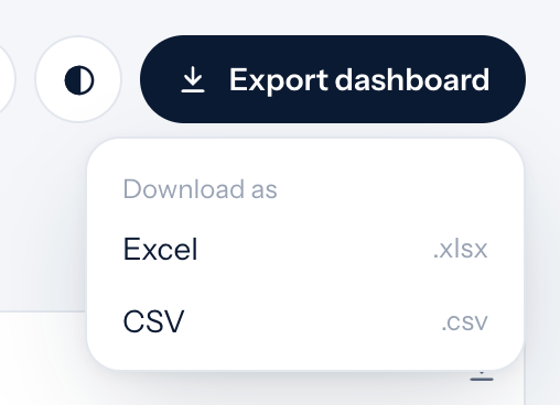 Download menu with Excel and CSV